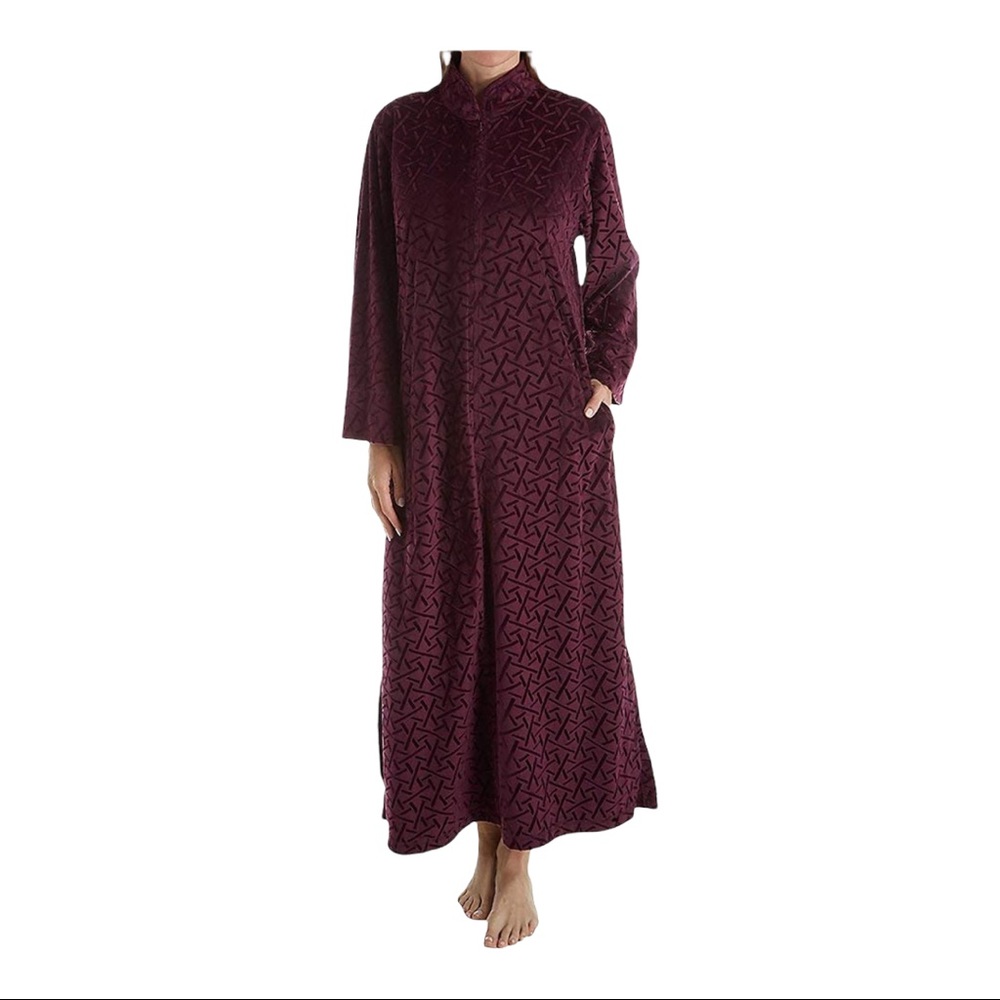 Natori Size Small Faux Fur Trance Zip Caftan
